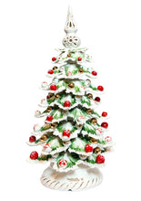 Carica l'immagine nel visualizzatore di Gallery, ALBERO DI NATALE IN PORCELLANA DECORATO A MANO E ILLUMINATO ( CM.35 H)