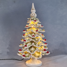 Carica l'immagine nel visualizzatore di Gallery, ALBERO DI NATALE IN PORCELLANA DECORATO A MANO E ILLUMINATO ( CM.35 H)
