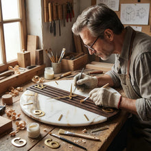 Carica l'immagine nel visualizzatore di Gallery, OROLOGIO EFF.MARMO C/DOGHE IN LEGNO " AURA "CM. 60