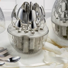 Carica l'immagine nel visualizzatore di Gallery, OVETTO PORTAPOSATE GIREVOLE IN METACRILATO C/POSATE P/6 CM. 20X30H