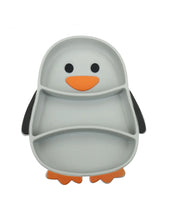 Carica l'immagine nel visualizzatore di Gallery, SET PAPPA IN SILICONE "PAPEROTTO" /PINGUINO C/POSATEM ( 19,5X17X3,5H)