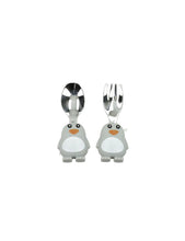 Carica l'immagine nel visualizzatore di Gallery, SET PAPPA IN SILICONE "PAPEROTTO" /PINGUINO C/POSATEM ( 19,5X17X3,5H)