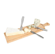 Carica l'immagine nel visualizzatore di Gallery, TAGLIERE IN LEGNO DI FAGGIO C/COLTELLI FORMAGGIO