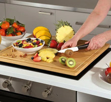 Carica l'immagine nel visualizzatore di Gallery, TAGLIERE SPIANATOIA IN LEGNO BAMBU' ( CM.56X50X3,4H)