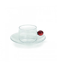 Carica l'immagine nel visualizzatore di Gallery, TAZZA CAFFE' C/PIATTINO IN VETRO BOROSILICATO " BILIA" ( VARI COLORI)