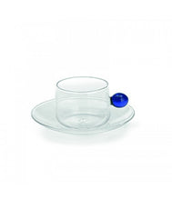 Carica l'immagine nel visualizzatore di Gallery, TAZZA CAFFE' C/PIATTINO IN VETRO BOROSILICATO " BILIA" ( VARI COLORI)