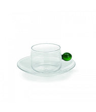 Carica l'immagine nel visualizzatore di Gallery, TAZZA CAFFE' C/PIATTINO IN VETRO BOROSILICATO " BILIA" ( VARI COLORI)