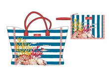 Carica l'immagine nel visualizzatore di Gallery, BORSA MARE IN TESSUTO C/ POCHETTE " SEA LIFE" ( BORSA 42 x 37 x 14 CM. POCHETTE 20 x 28 CM)