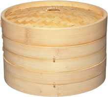 Carica l'immagine nel visualizzatore di Gallery, SET IN BAMBU' PER COTTURA A VAPORE A DUE LIVELLI ( CM. 26 DIAM.)