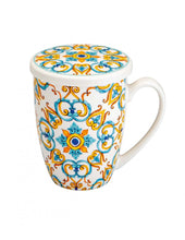 Carica l'immagine nel visualizzatore di Gallery, TAZZA TISANA C/FILTRO INOX MEDICEA ( CF.REGALO) VARI DECORI DISP.