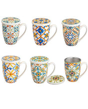 Carica l'immagine nel visualizzatore di Gallery, TAZZA TISANA C/FILTRO INOX MEDICEA ( CF.REGALO) VARI DECORI DISP.