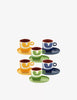 SET 6 TAZZE CAFFE' IN GRES COLL."ATTIMI" (RIGHE/MACCHIE)