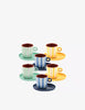 SET 6 TAZZE CAFFE' IN GRES COLL."ATTIMI" (RIGHE/MACCHIE)