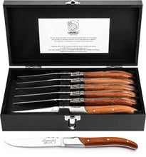 Carica l&#39;immagine nel visualizzatore di Gallery, SET 6 COLTELLI BISTECCA MANICO LEGNO PALISSANDRO
