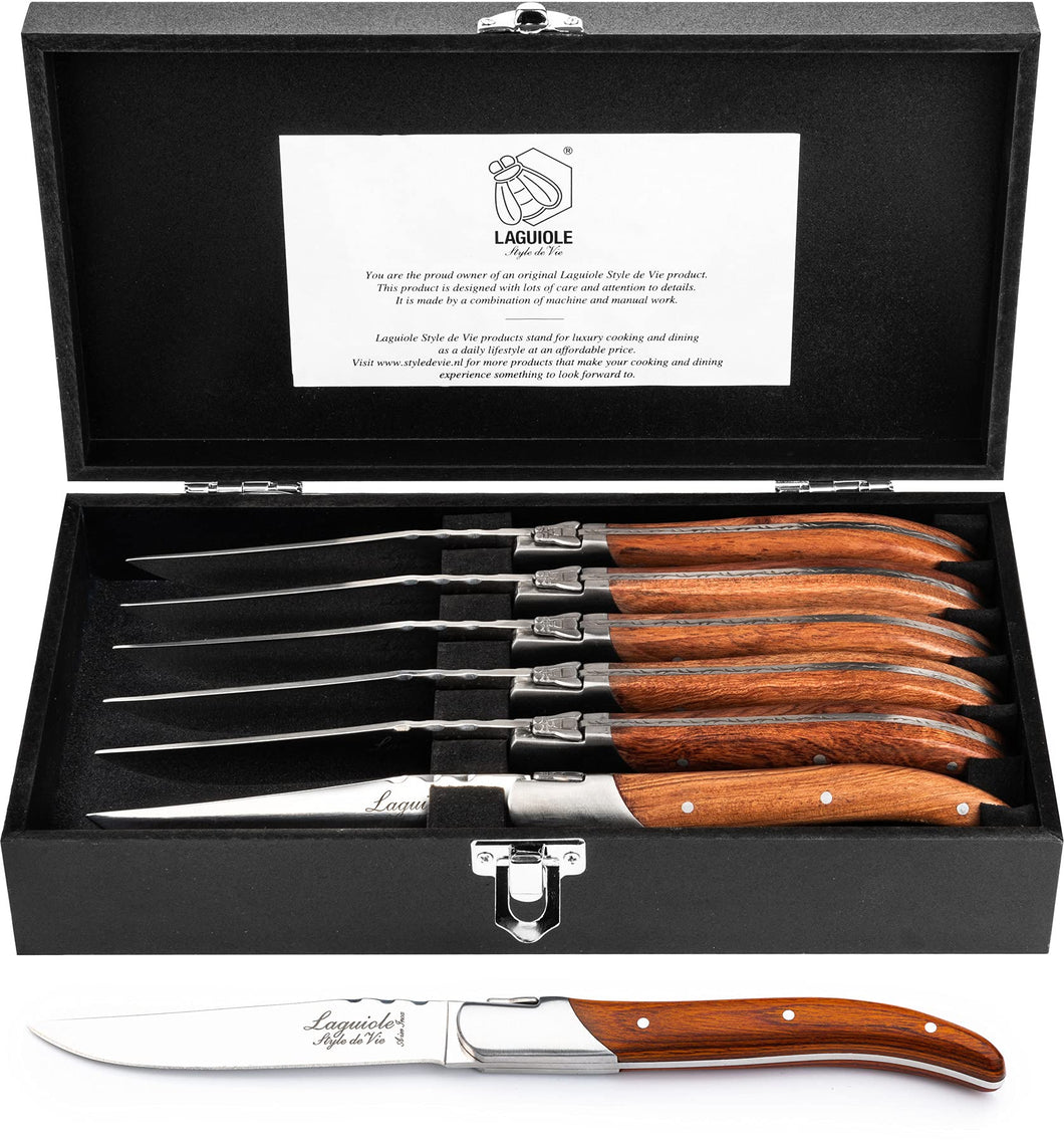 SET 6 COLTELLI BISTECCA MANICO LEGNO PALISSANDRO