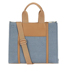 Carica l'immagine nel visualizzatore di Gallery, Borsa in tessuto denim c/manici e tracolla ( 29,5x10,5x24,5 CM.H)
