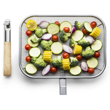 Carica l'immagine nel visualizzatore di Gallery, CESTINO IN ACCIAIO INOX P/GRIGLIA ( CM. 57x37,5)
