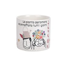 Carica l'immagine nel visualizzatore di Gallery, MINI CACHEPOT IN CERAMICA "POSITIVETIME" ( CM. 10X9) ( VARI DECORI)
