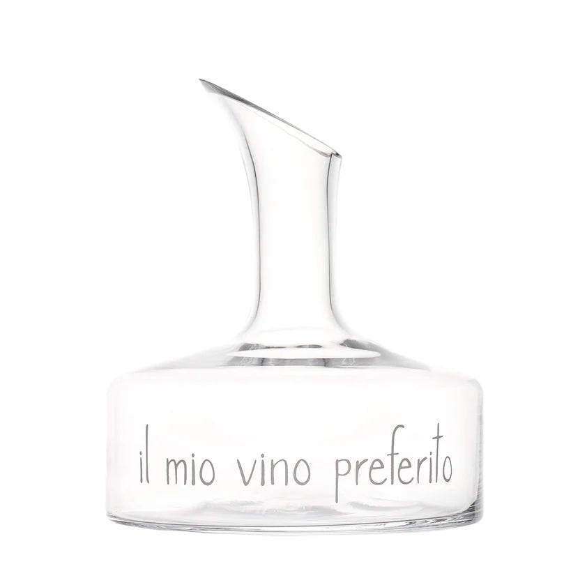 DECANTER IN VETRO C/SCRITTA ( CM. 19X21H) LT.1,2