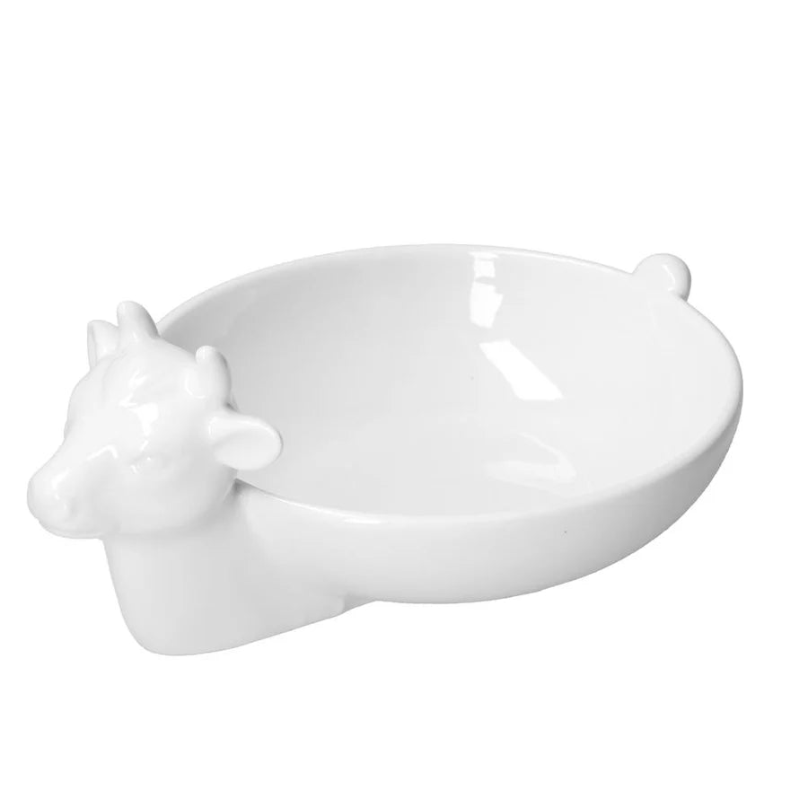PIATTO IN PORCELLANA SERVIMOZZARELLA FATTORIA ( CM.27 X 18 X 11 H)