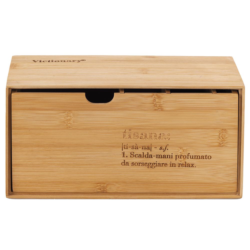 SCATOLA PORTA THE' E TISANE IN LEGNO DI BAMBU' ( CM. 24 X 12 X11)