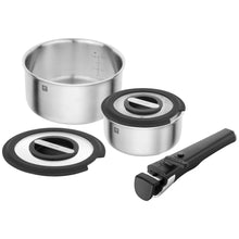 Carica l'immagine nel visualizzatore di Gallery, SET PENTOLE  ACCIAIO INOX" UNLOCK"5 P/ZI.
