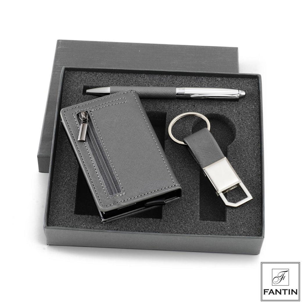 SET PORTACHIAVI,PORTACARTE E PENNA