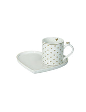 Carica l&#39;immagine nel visualizzatore di Gallery, TAZZA CAFFE&#39;IN PORCELLANA C/VASSOIETTO CUORE &quot;AMORE MIO&quot;
