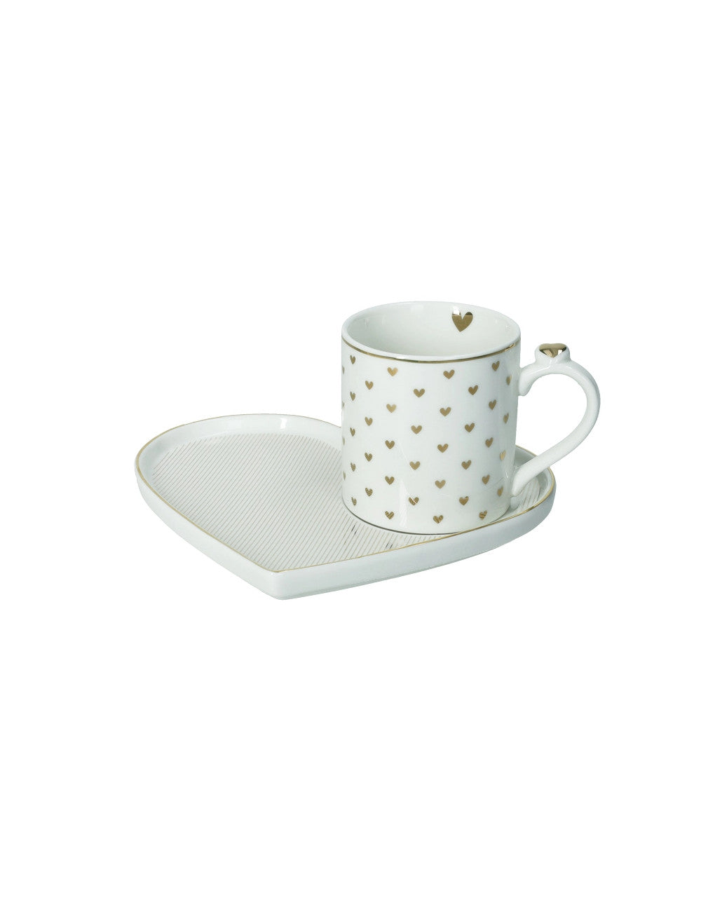 TAZZA CAFFE'IN PORCELLANA C/VASSOIETTO CUORE 